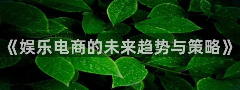 彩名堂官网免费下载：《娱乐电商的未来趋势与策略》